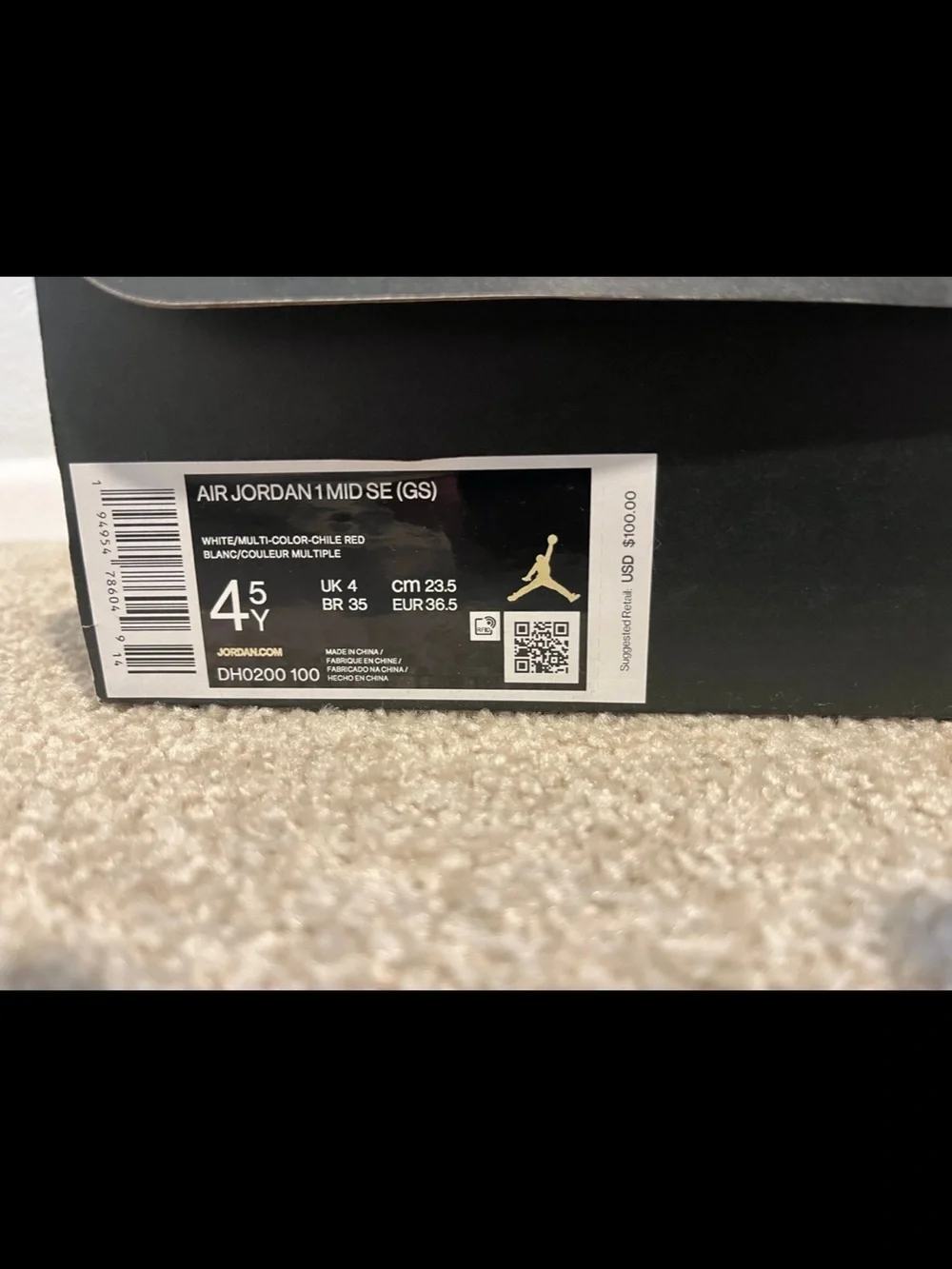 Air Jordan 1 Mid SE 85 DH0200-100 Size 4.5Y